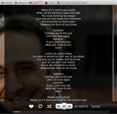 Muzi lyrics screenshot